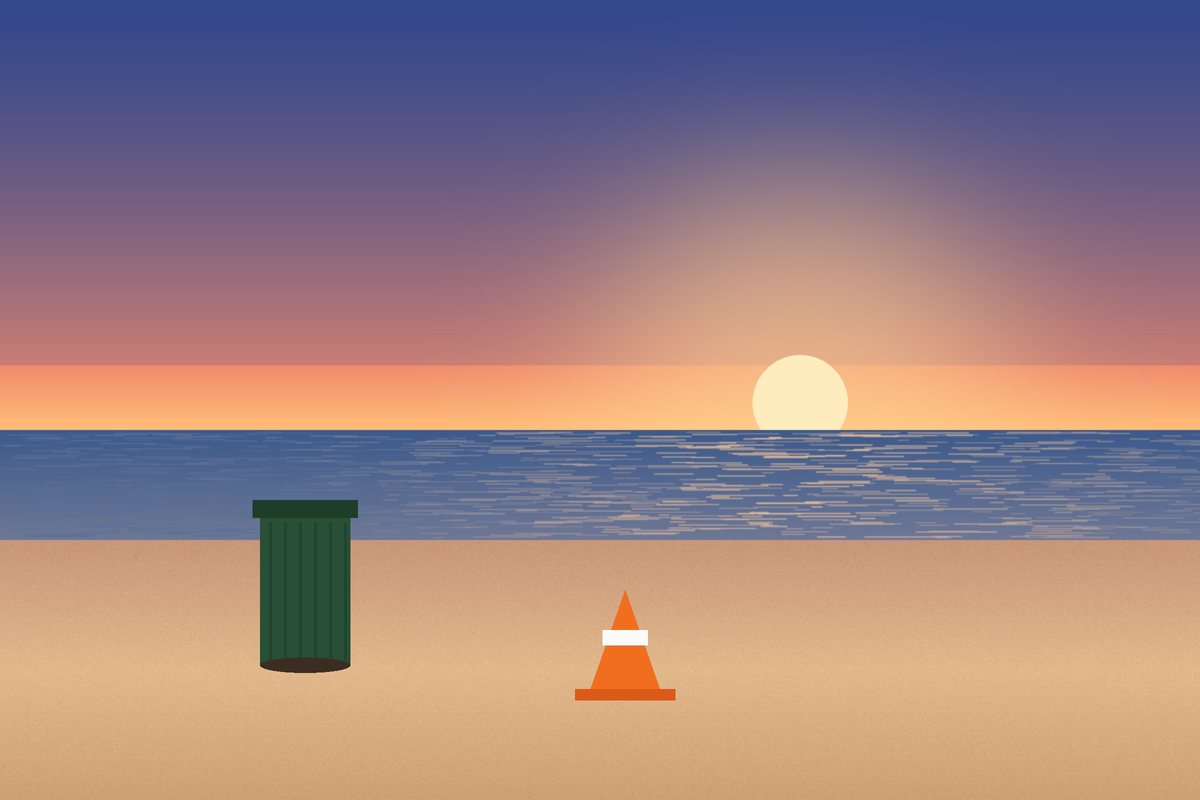 Avant : une poubelle et un plot orange gâchent la photo